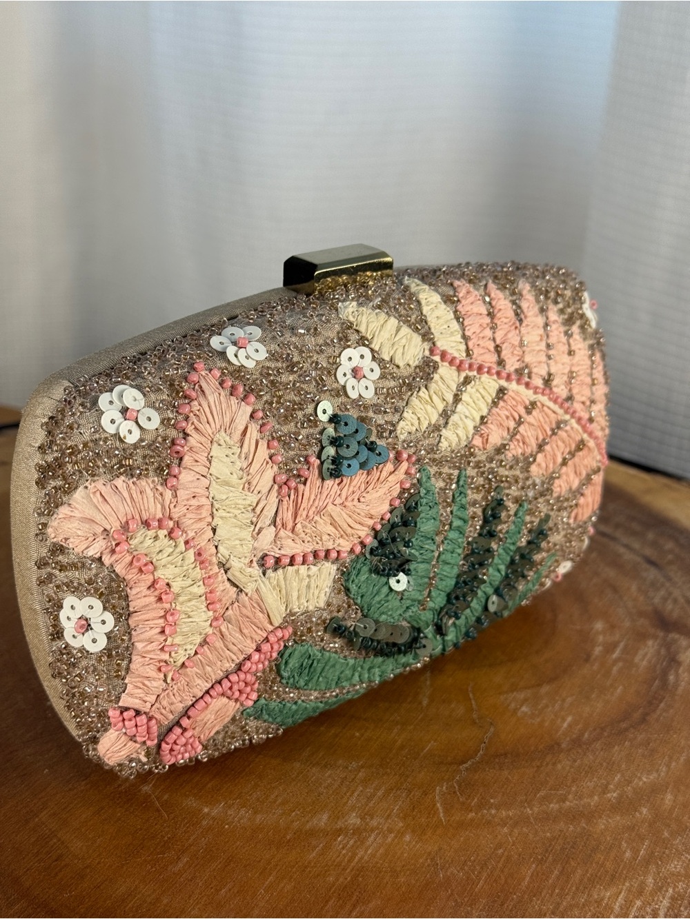 Antik Kraft Beaded Floral Box Clutch Embroidery Wedding Guest Crossbody Bag EUC - Picture 10 of 14